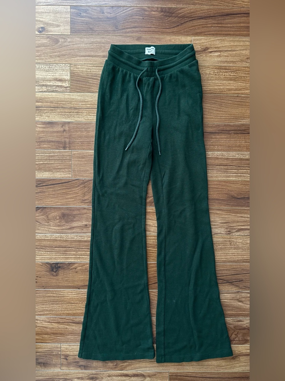 Sunday Best Waffle Knit Flare Pants - Forest Green - Size 2XS